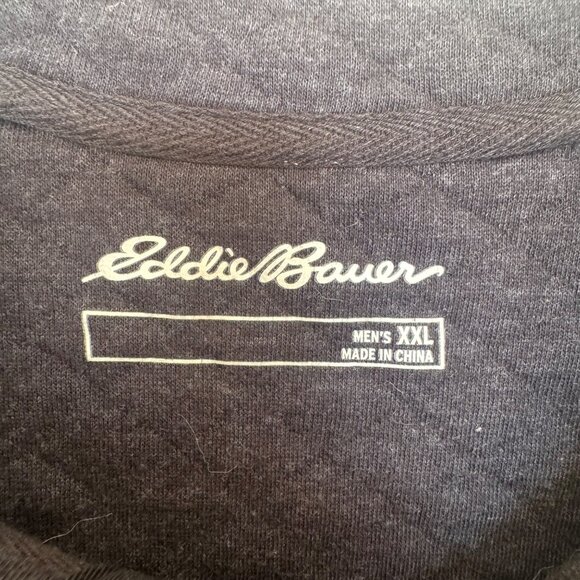 Eddie Bauer Mens Quilted Pullover Sweatshirt XXL Black Cotton Blend - Picture 6 of 12